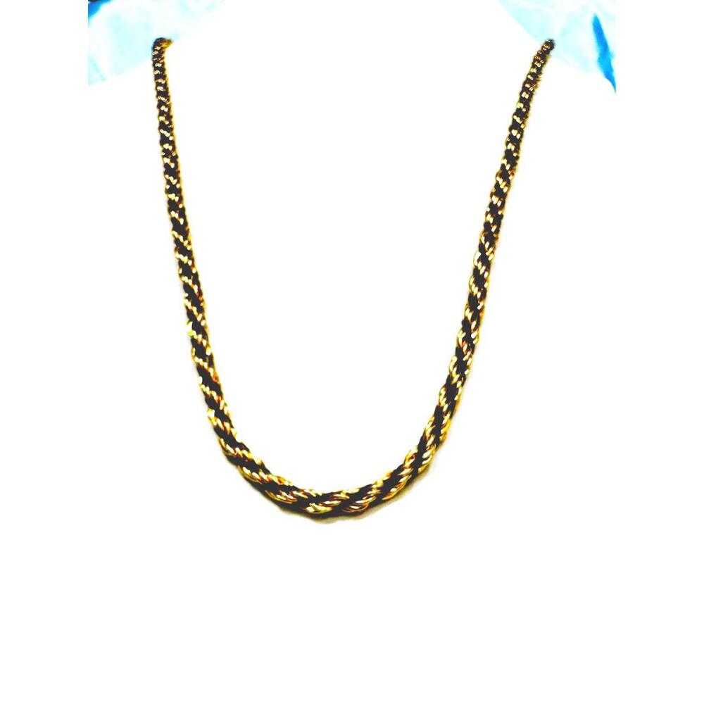 Unsigned Thick Gold Tone and Black Tone Twisted Rope Necklace